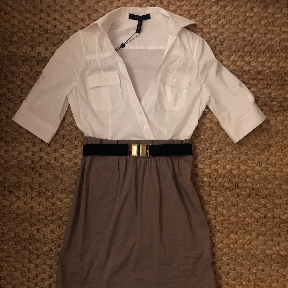 BCBG White Collared Dress